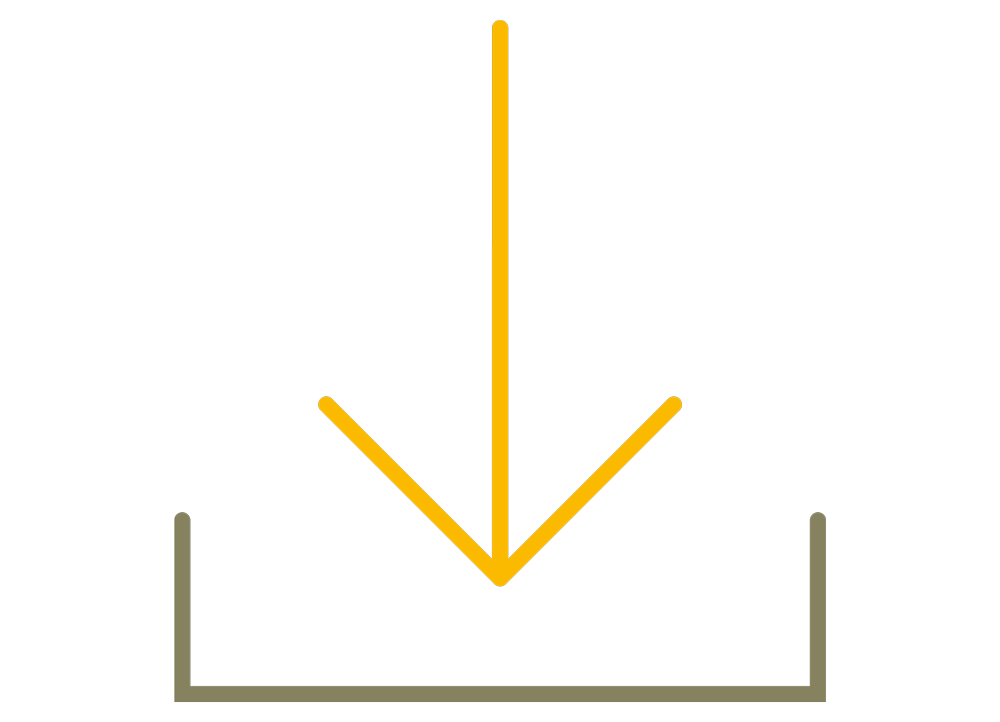 Einfache grafische Darstellung eines Pfeils, der nach untern zeigt in ein nach oben offenes Viereck.