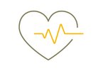 Symbol zeigt die vereinfachte Grafik eines Herzens, darüber liegt die Linie eines Herzrhythmus'.